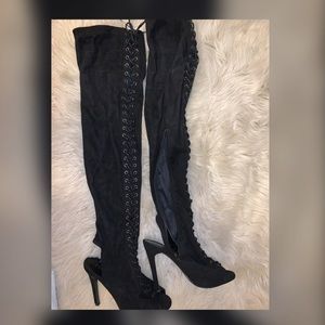 Faux Suede  Over the Knee heels